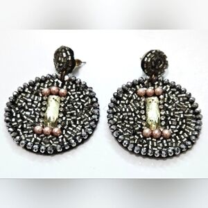 🌟NWOT  Handmade Vintage Glam  Black Beaded Crystal Earrings🌟